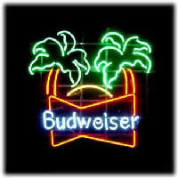 Budweiser double palm trees Beer Bar Enseigne Néon