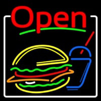 Burger And Drink Open Enseigne Néon