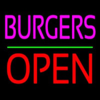 Burgers Block Open Green Line Enseigne Néon