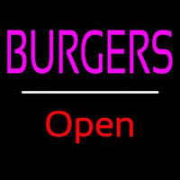 Burgers Open White Line Enseigne Néon
