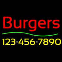 Burgers With Phone Number Enseigne Néon