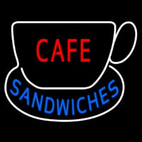 Cafe Sandwiches With Tea Cup Enseigne Néon