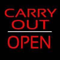 Carry Out Block Open White Line Enseigne Néon