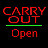 Carry Out Open Green Line Enseigne Néon