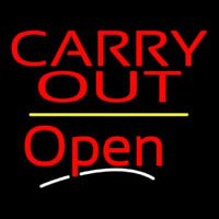 Carry Out Open Yellow Line Enseigne Néon