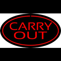 Carry Out Oval Red Enseigne Néon