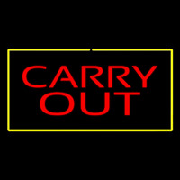 Carry Out Rectangle Yellow Enseigne Néon