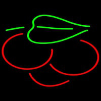 Cherry With Leaves Logo Enseigne Néon