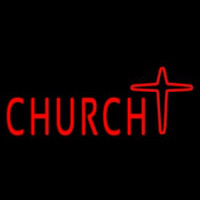 Church With Cross Logo Enseigne Néon