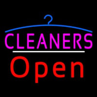 Cleaners Logo Open White Line Enseigne Néon