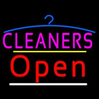 Cleaners Logo Open Yellow Line Enseigne Néon