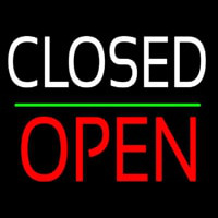 Closed Block Open Green Line Enseigne Néon