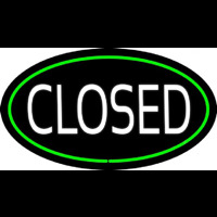 Closed Oval Green Enseigne Néon