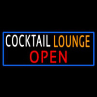 Cocktail Lounge Open With Blue Border Enseigne Néon