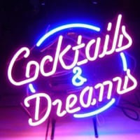 Cocktails And  Dreams Bière Bar Entrée Enseigne Néon