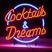 Cocktails And Dreams Bière Bar Entrée Enseigne Néon