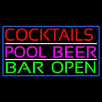 Cocktails Pool Beer Bar Open Enseigne Néon