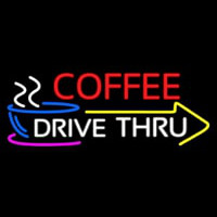 Coffee Drive Thru With Yellow Arrow Enseigne Néon