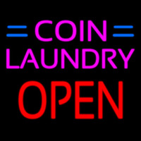 Coin Laundry Block Open Green Line Enseigne Néon