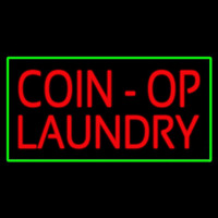 Coin Op Laundry Green Border Enseigne Néon