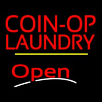 Coin Op Laundry Open Yellow Line Enseigne Néon