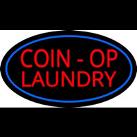 Coin Op Laundry Oval Blue Enseigne Néon
