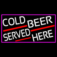 Cold Beer Served Here With Pink Border Enseigne Néon
