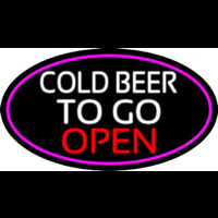 Cold Beer To Go Open Oval With Pink Border Enseigne Néon