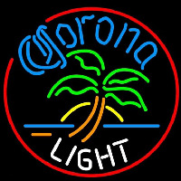 Corona Light Circle Palm Tree Beer Sign Enseigne Néon