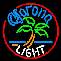 Corona Light Circle Palm Tree Beer Sign Enseigne Néon