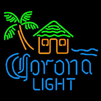 Corona Light Tiki Hut w Palm Tree Beer Sign Enseigne Néon