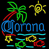 Corona Tropical Fish w Palm Tree Beer Sign Enseigne Néon