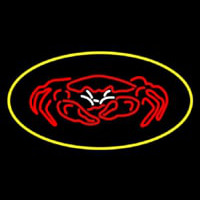 Crab Seafood Logo Oval Yellow Enseigne Néon