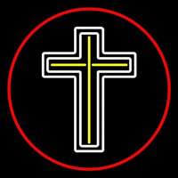 Cross Red Border Enseigne Néon