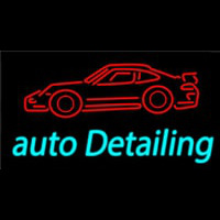 Cursive Auto Detailing With Car Logo Enseigne Néon