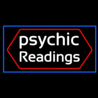 Cursive Psychic Readings With Blue Border Enseigne Néon