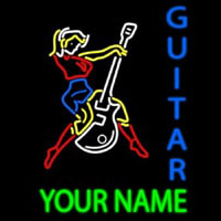 Custom Guitar Logo And Blue Guitar Enseigne Néon