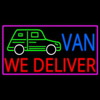 Custom We Deliver Van With Pink Border Enseigne Néon