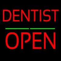 Dentist Block Open Green Line Enseigne Néon