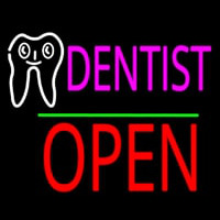 Dentist Logo Block Open Green Line Enseigne Néon