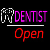 Dentist Logo Open White Line Enseigne Néon
