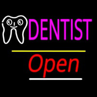 Dentist Logo Open Yellow Line Enseigne Néon