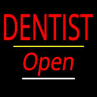Dentist Open Yellow Line Enseigne Néon