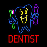 Dentist Tooth Logo With Brush And Paste Enseigne Néon