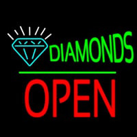 Diamonds Logo Block Open Green Line Enseigne Néon