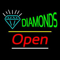 Diamonds Logo Open Yellow Line Enseigne Néon