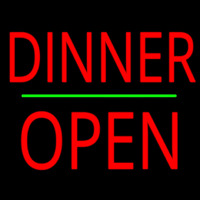 Dinner Block Open Green Line Enseigne Néon