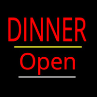 Dinner Open Yellow Line Enseigne Néon