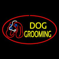 Dog Grooming Red Oval Enseigne Néon