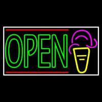 Double Stroke Green Open Ice Cream Cone Enseigne Néon